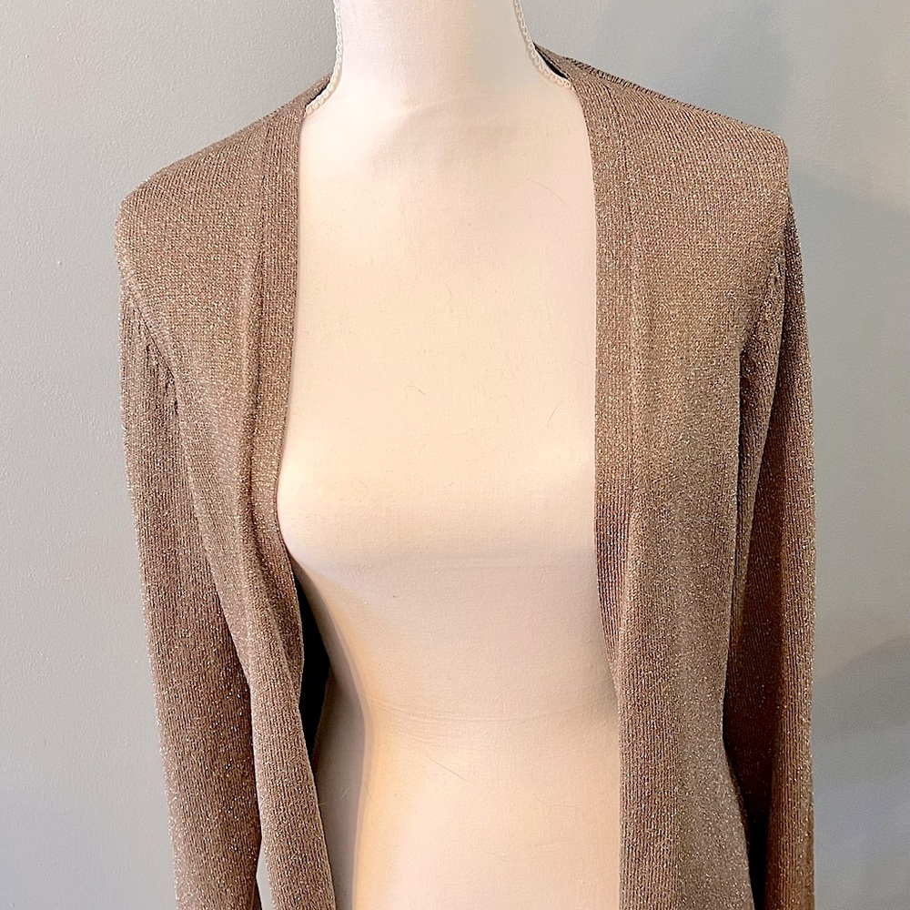 ✨Ann Taylor✨Taupe Sparkly Button-Up Cardigan